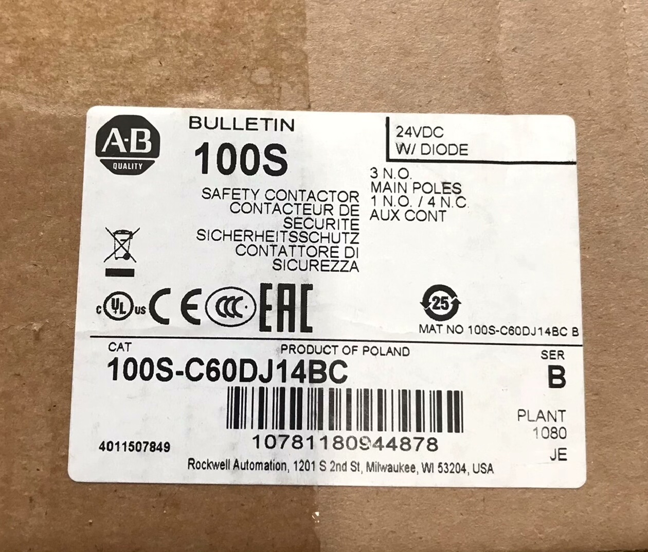 100S-C60DJ14BC 全新原装正品 标价