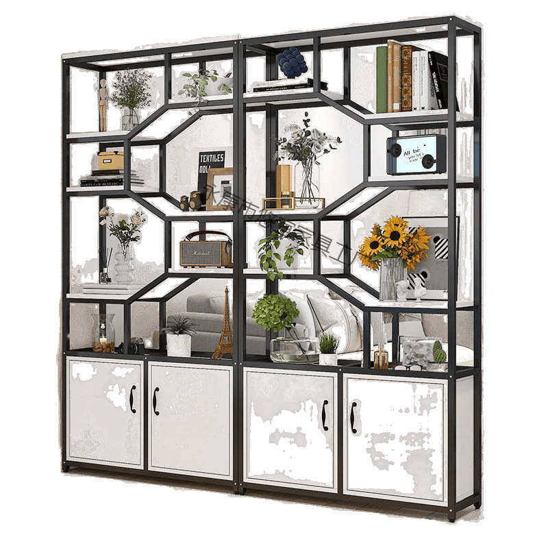 [承重能力强]铁艺屏风办公室隔断柜客厅储物柜展示柜进门玄关柜