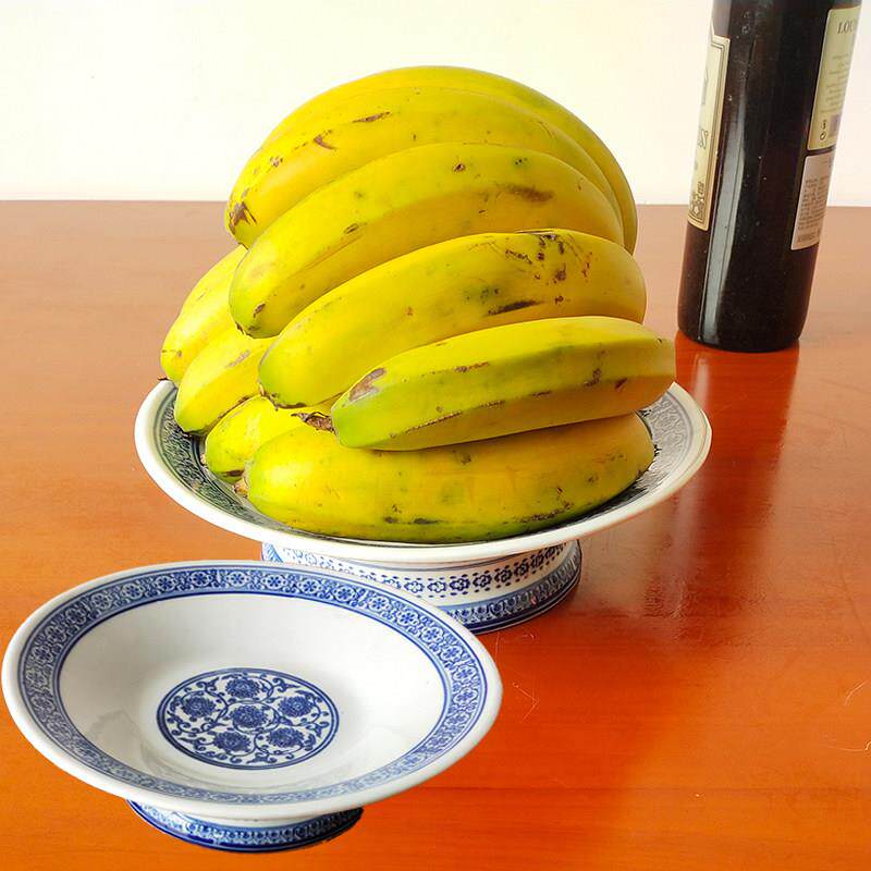 11英寸复古陶瓷青花高脚盘圆形供盘佛前供果盘菜盘碟子干果盘包邮