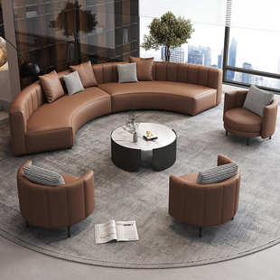 酒店大堂商务接待洽谈沙发售楼处沙发组合会所半圆形弧形大厅沙发