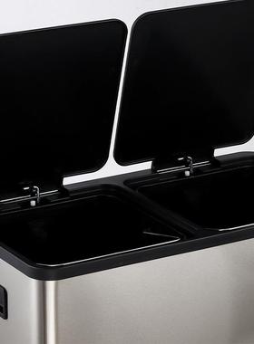 4/30/40/6两0升厨房干湿分ECM离垃圾收桶410不锈钢脚踏缓降分类2