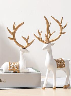 斯堪的纳维亚创意鹿饰品现代极简主义客厅酒柜家居装饰财富礼品无