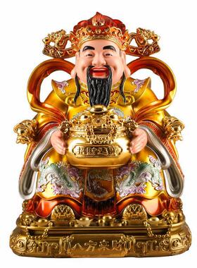 财神爷财神家用供奉招财店铺公司开业八方客厅办公室摆件树脂神像