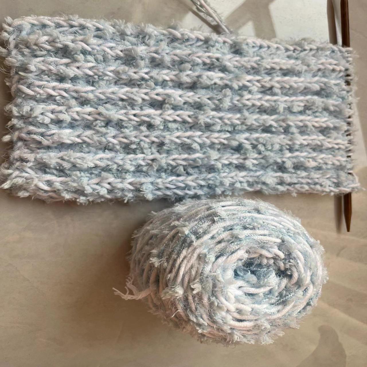 diy渐变豆豆围巾围巾编织纱线