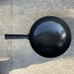 炒菜锅 正宗章丘手工铁锅鱼鳞黑锅铁把手工锻打铁锅无涂层家用老式