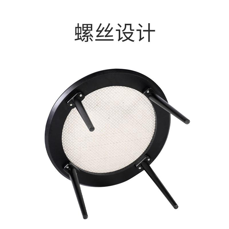 现代简约实木四脚圆茶几家用客厅阳台小茶几编藤桌面休闲茶几