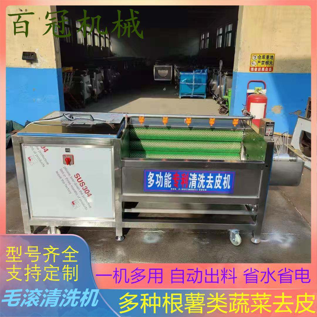 红薯毛辊清洗去皮机威海生蚝清洗机毛辊清洗机中药根茎毛辊去皮机