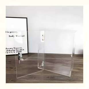 亚克力透明盒子带锁储物盒翻盖收纳箱手机保管箱存放柜防尘展示盒