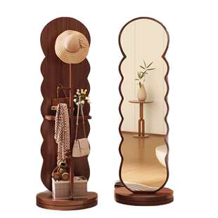 旋转穿衣镜全身落地镜家用女生卧室挂衣帽架镜子一体试衣镜可移动