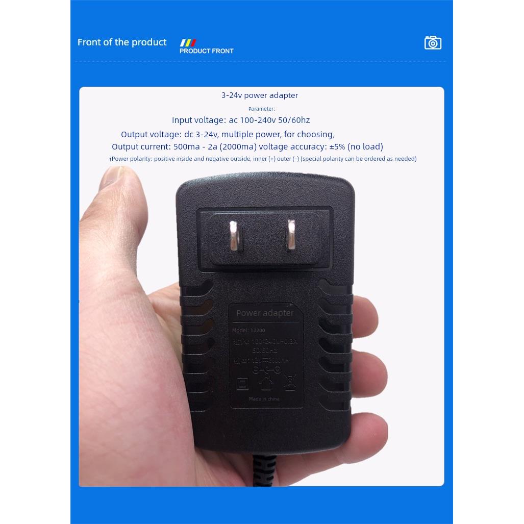 5.5*2.1mm 90度弯头7型3V5V6V7.5V9V12V1.5A2A电源适配器充电线