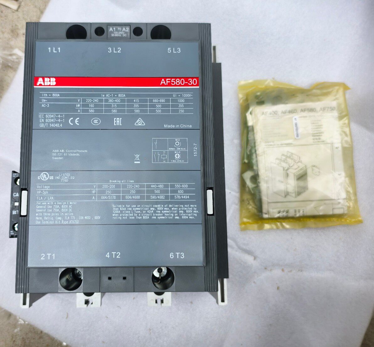 ABB接触器，AF580-30-11