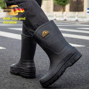 雨靴2024新款 加厚高中胶鞋 男士 时尚 防滑防水硅水鞋 德国男式