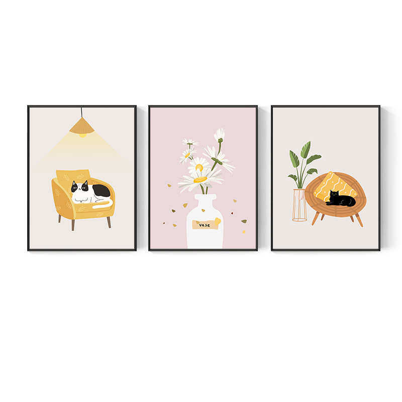 现代简约客厅装饰画北欧小清新沙发背景墙壁画三联动物花卉挂画,家居饰品,现代装饰画,淘宝优惠券,粉丝福利购,淘宝优惠卷