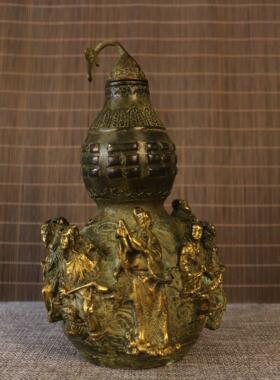 铜八仙葫芦摆件仿古做旧铜葫芦摆件家居客厅工艺品八仙葫芦