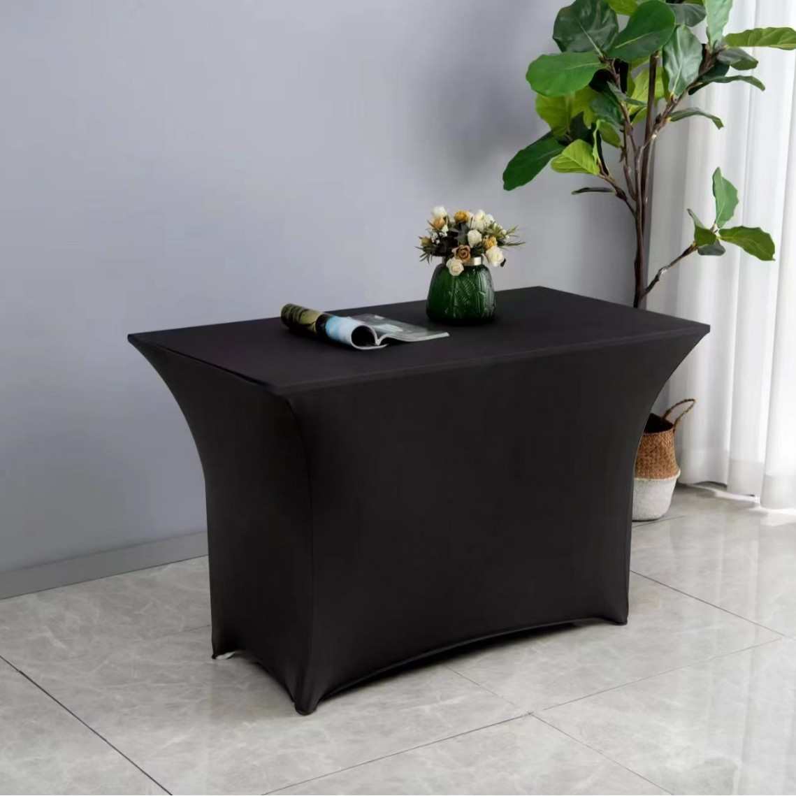 300克特厚弹力长方形桌套罩会展宴会签到弹力长条桌桌布套不透光