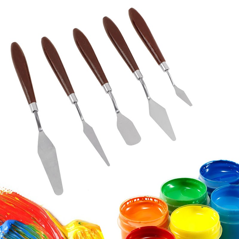 5pcs/set Metajl Paint Brush Stainless Steel Spatula Art Scor