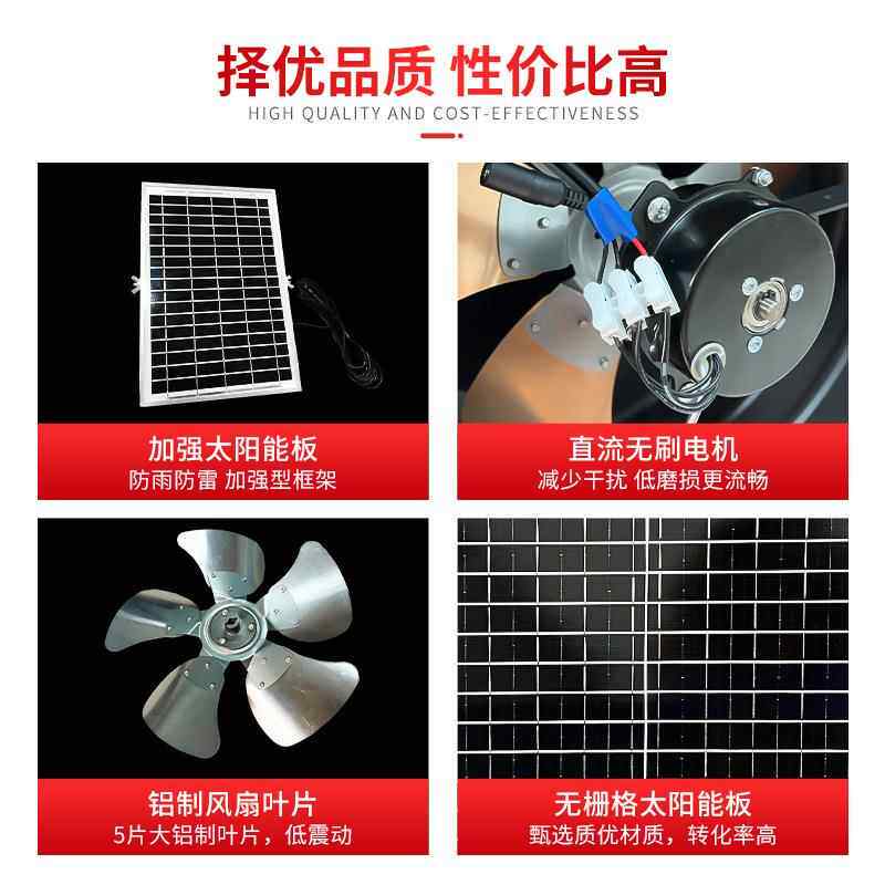 1寸太阳能BGL风机降温直流无电机刷环保散热风扇屋通顶2排气扇