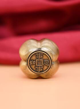 黄铜柿子转工ssry转手把件事事如意铜可旋转金属艺把品男士玩件器