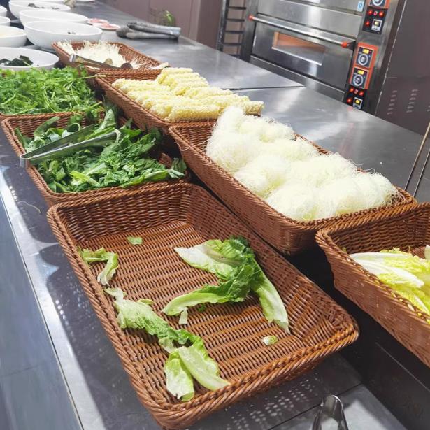 彷藤编水果面包筐火锅篮超市果蔬展示篮零食收纳框方形塑料编织筐