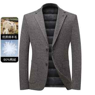休闲服加厚男外66.606套西秋冬可卸羽绒内西胆单西装 上衣 男士