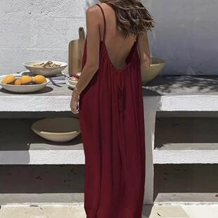 Women Summer Sleeveless Plain Dress Nightgown Wear Casual