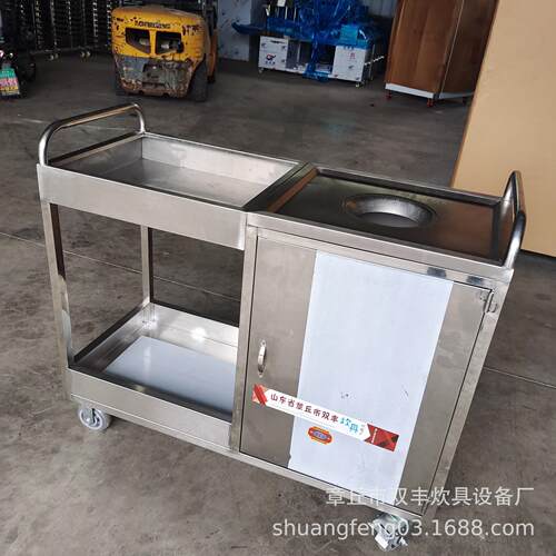 供应不锈钢手推餐车 不锈钢食堂推残车价格 送餐车图片