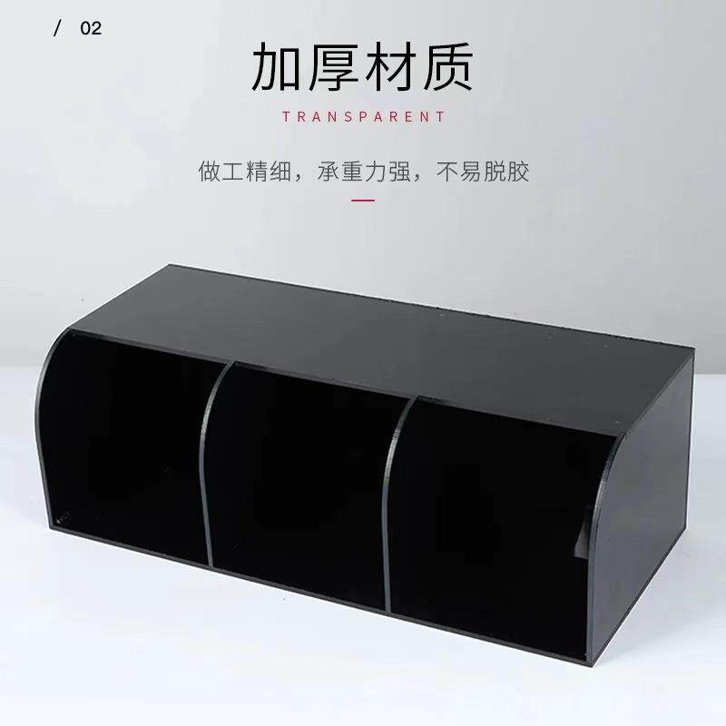 咖啡奶茶店多功能纸巾吸管收纳盒整理架三格创意商用酒店吧台专用