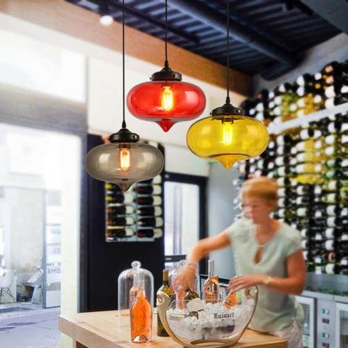 酒吧餐厅吊灯北欧创意个性走廊灯具单头简约吧台玻璃灯罩吊灯