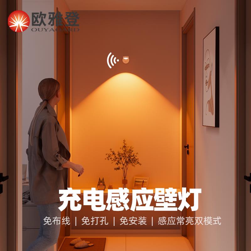 夕阳日落感应壁灯充电免布线氛围灯入户玄关过道背景墙网红照画灯