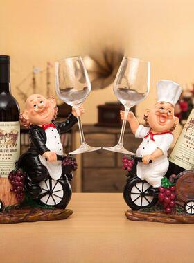 酒柜装饰品摆件家居饰品现代客厅艺术品 欧式创意厨师红酒架摆设