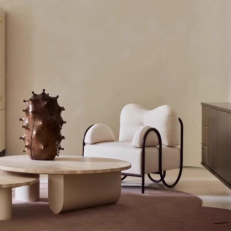 意式极简实木沙发椅家用客厅阳台酒店接待休闲椅设计师款单人沙发