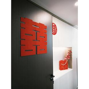 婚礼房间装修门大喜字贴纸婚礼特别窗柜婚礼房间布局卧室门装饰