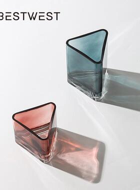 Best west 直筒加厚水培透明玻璃花瓶摆件 家居玄关软装饰品花器