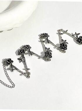 retro black necklace rose neck chain short choker 玫瑰锁骨炼