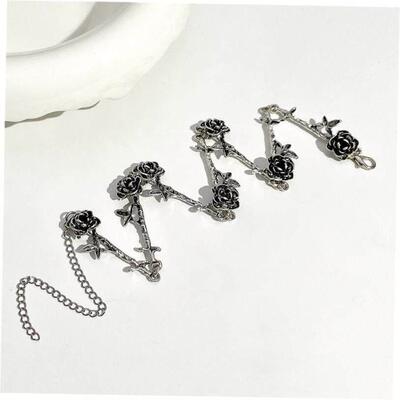 retro black necklace rose neck chain short choker 玫瑰锁骨炼