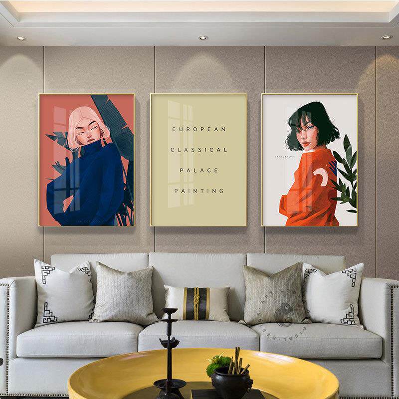 北欧风格客厅装饰画美女人像壁画卧室沙发书房挂画画廊玄关壁挂画