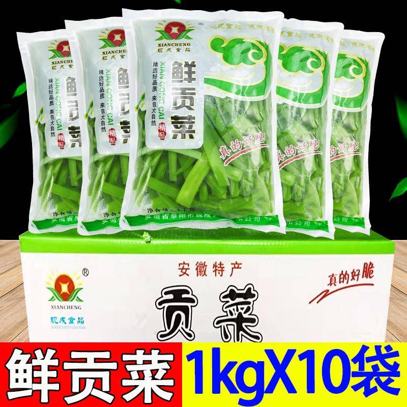 鲜贡菜1kg*10袋清水贡菜火锅麻辣烫冒菜贡菜蔬苔干脆嫩苔菜非干货