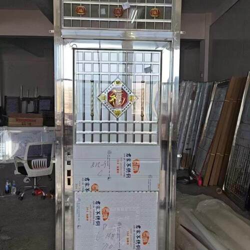 304不锈钢双开门加厚进户门子母门单门防盗门现货平框大门工程门