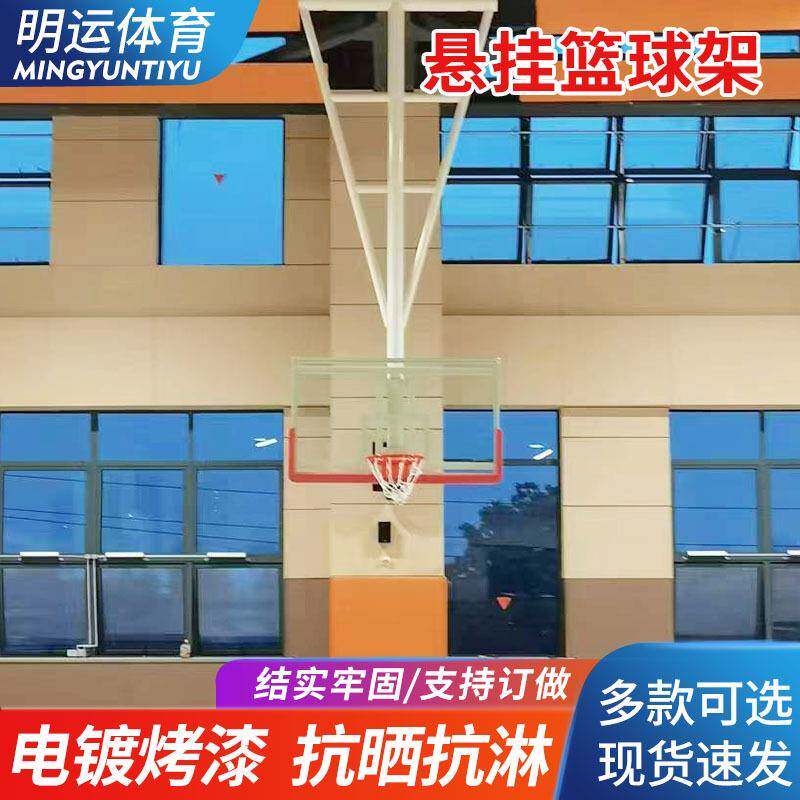 厂家成人墙壁式可调节室内户外训练篮球框吊顶悬挂篮球架