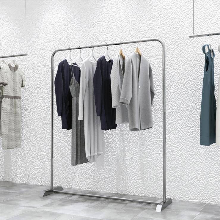 品质款装服店展架示不锈钢拉丝银货架女装落地衣店架服/装店挂衣