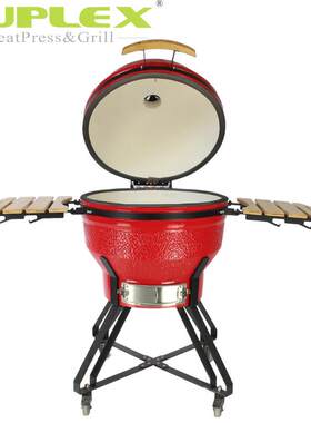 26寸红色陶瓷烧烤炉欧美外贸 BBQ多人烧烤烤鸡炉Kamado Grill