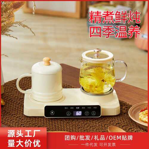 新款烧水养生壶家用办公室小型炖煮一体恒温高颜值炖煮玻璃壶身壶