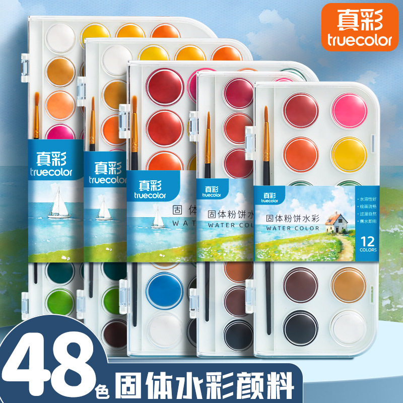 真彩固体水彩水彩颜料套装颜料