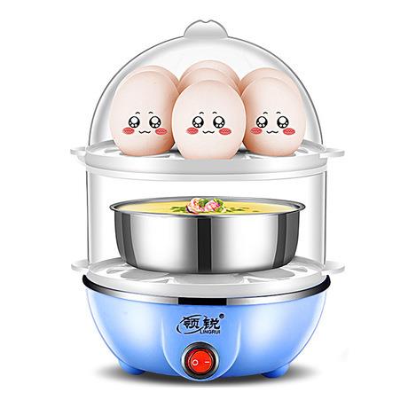 领锐 迷你多功能双层煮蛋器不锈钢蒸蛋器自动断电家用小型早餐机