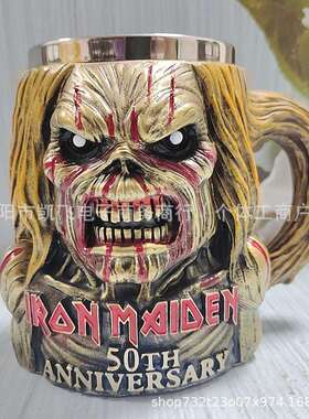 跨境新品Iron Maiden乐队50周年纪念 Eddie 3D树脂马克杯立体效果