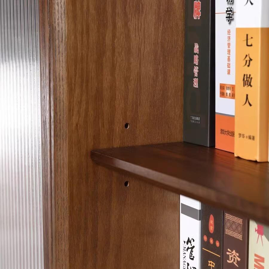 实木红橡木书柜组合书黑胡组桃色落地背景墙简约架玻933璃柜合柜
