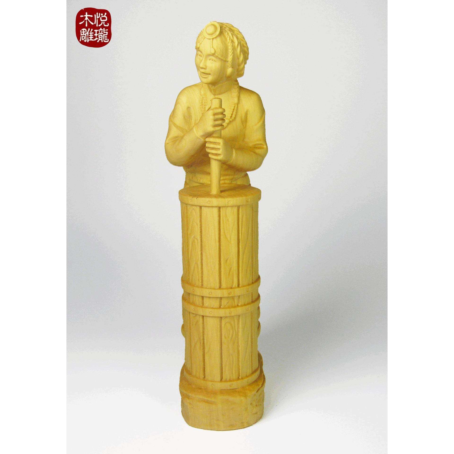 黄杨木雕人物像摆件雕塑艺术树脂玻璃钢美陈道具别墅庭院花园饰品