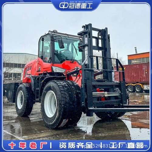 四驱越野叉车5吨一体式工程机械柴油搬运车多功能内燃堆高叉车