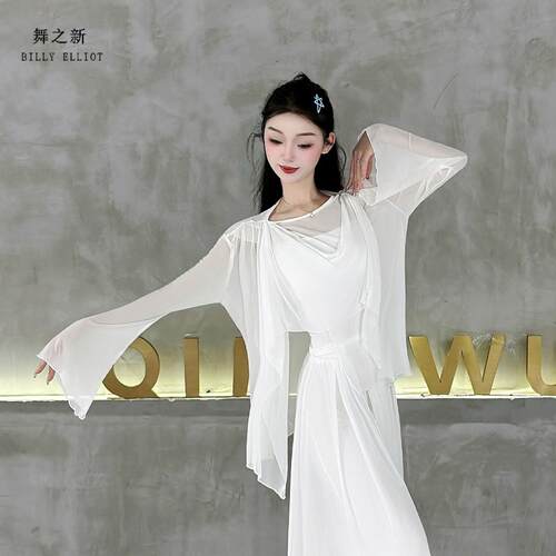 古典舞纱衣中国舞服装夏季现代舞练功服宽松网纱舞蹈上衣女款新款