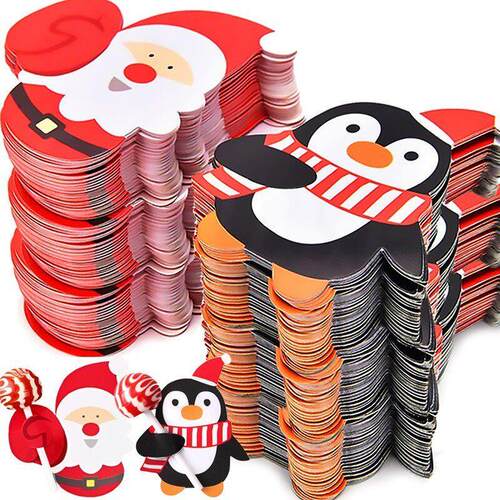 Christmas Lollipop Paper Cards Kids Candy Gifts Package